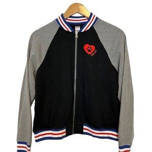 BOBS from Skechers Unisex Varsity Jacket M Embroidered Paw Logo Zip Multicolor